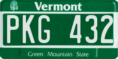 VT license plate PKG432