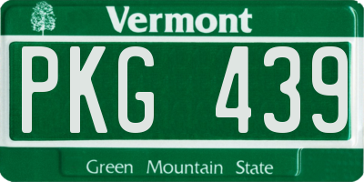VT license plate PKG439