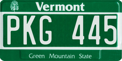 VT license plate PKG445
