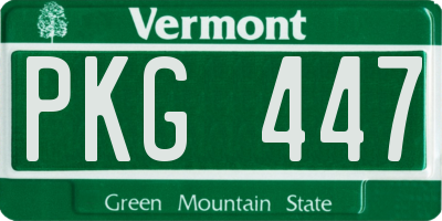 VT license plate PKG447