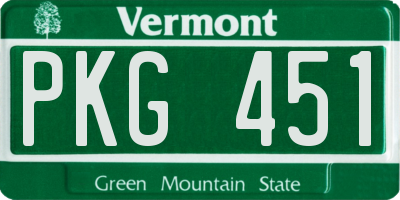 VT license plate PKG451