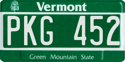 VT license plate PKG452