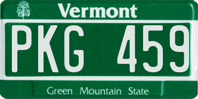 VT license plate PKG459