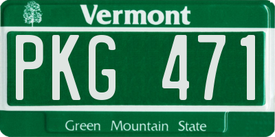 VT license plate PKG471
