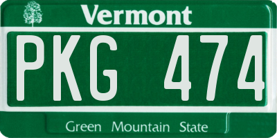 VT license plate PKG474