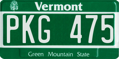 VT license plate PKG475