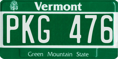 VT license plate PKG476