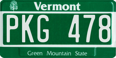 VT license plate PKG478