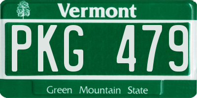 VT license plate PKG479