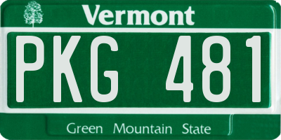 VT license plate PKG481