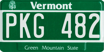 VT license plate PKG482