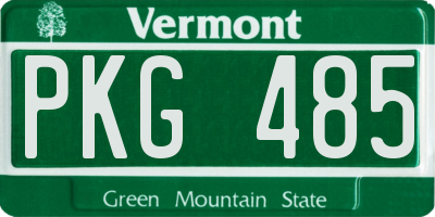 VT license plate PKG485