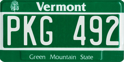 VT license plate PKG492