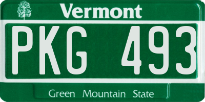 VT license plate PKG493
