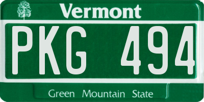 VT license plate PKG494