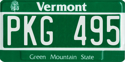 VT license plate PKG495
