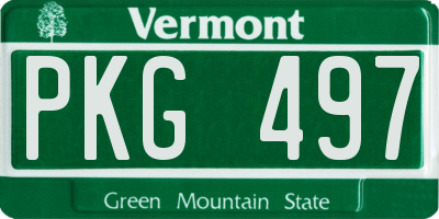 VT license plate PKG497