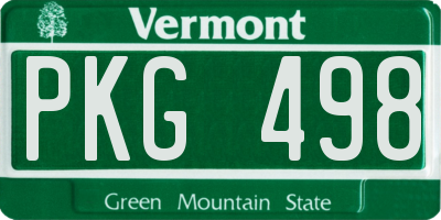 VT license plate PKG498