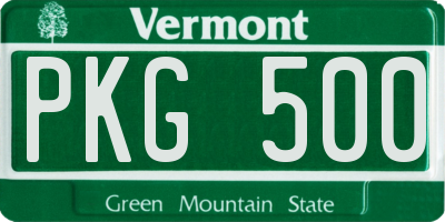 VT license plate PKG500