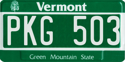 VT license plate PKG503
