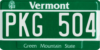 VT license plate PKG504