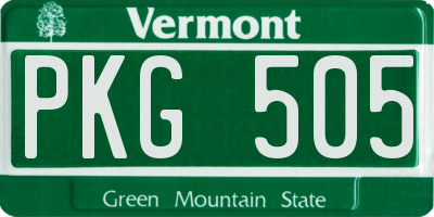 VT license plate PKG505
