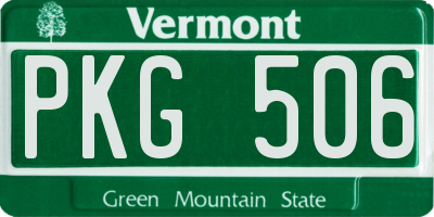 VT license plate PKG506