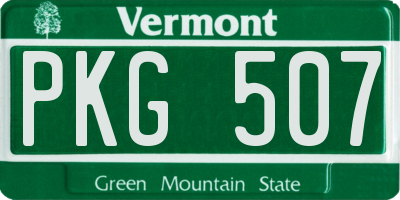 VT license plate PKG507