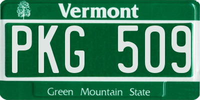 VT license plate PKG509