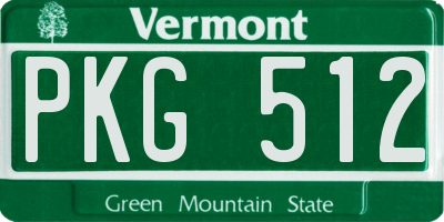 VT license plate PKG512