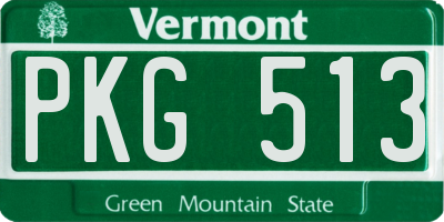 VT license plate PKG513