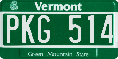 VT license plate PKG514