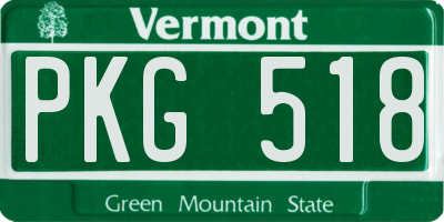 VT license plate PKG518