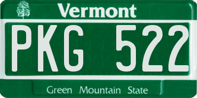 VT license plate PKG522