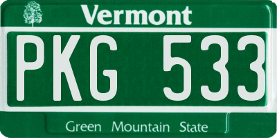 VT license plate PKG533