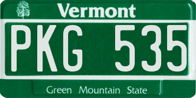 VT license plate PKG535