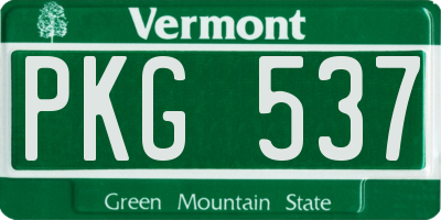 VT license plate PKG537