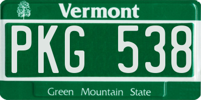 VT license plate PKG538