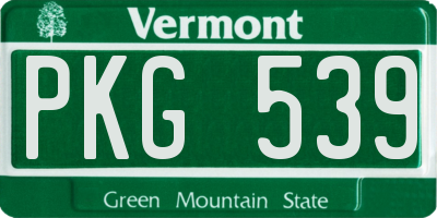 VT license plate PKG539