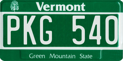 VT license plate PKG540