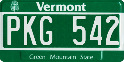 VT license plate PKG542