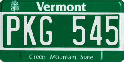 VT license plate PKG545