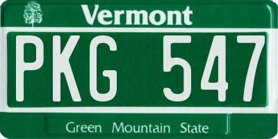 VT license plate PKG547
