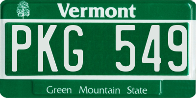 VT license plate PKG549