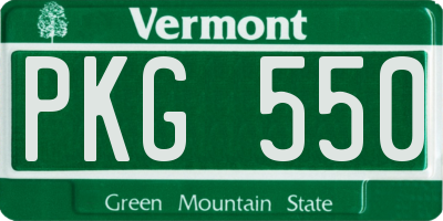 VT license plate PKG550