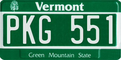 VT license plate PKG551