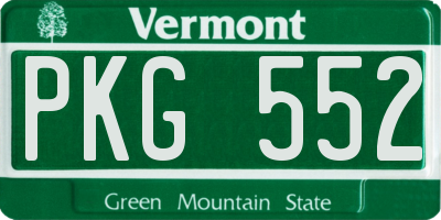 VT license plate PKG552