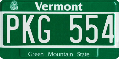 VT license plate PKG554