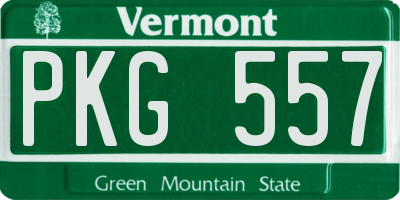 VT license plate PKG557