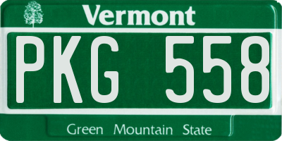 VT license plate PKG558